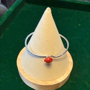 Sterling 925 Silver Bracelet with Red Ladybug Charm​